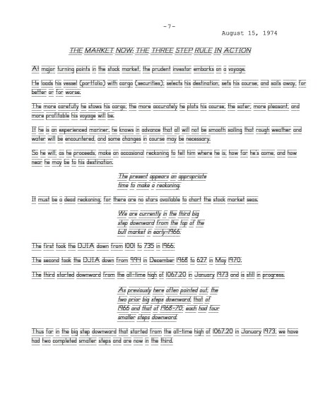 THE MARKET NOW- THE THREE STEP RULE IN ACTION (1974) 1